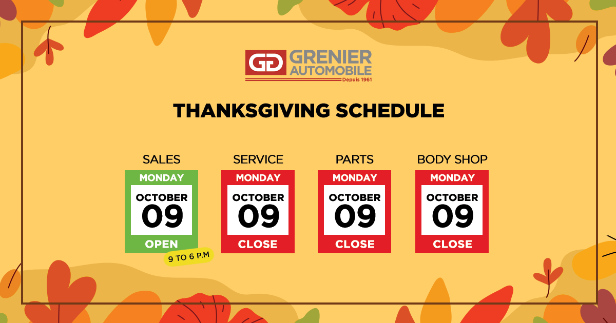 THANKSGIVING SCHEDULE