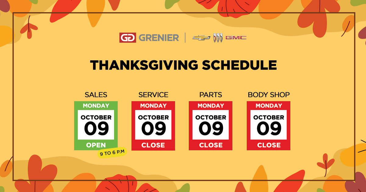 THANKSGIVING SCHEDULE