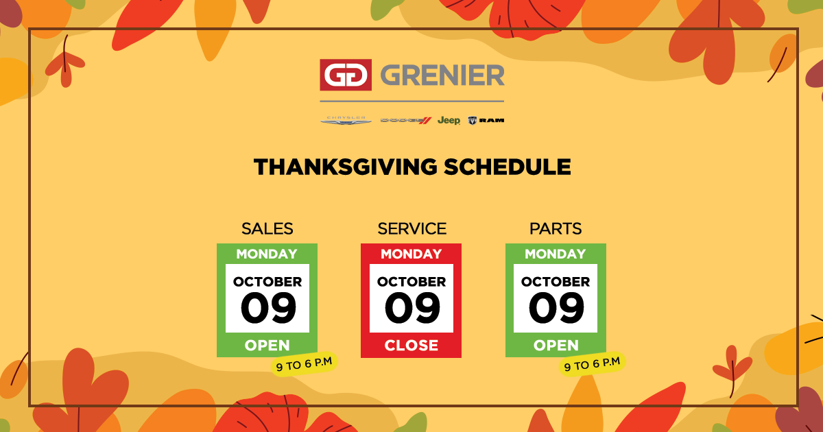 THANKSGIVING SCHEDULE
