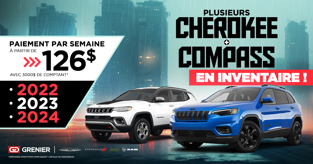 CHEROKEE ET COMPASS EN INVENTAIRE !
