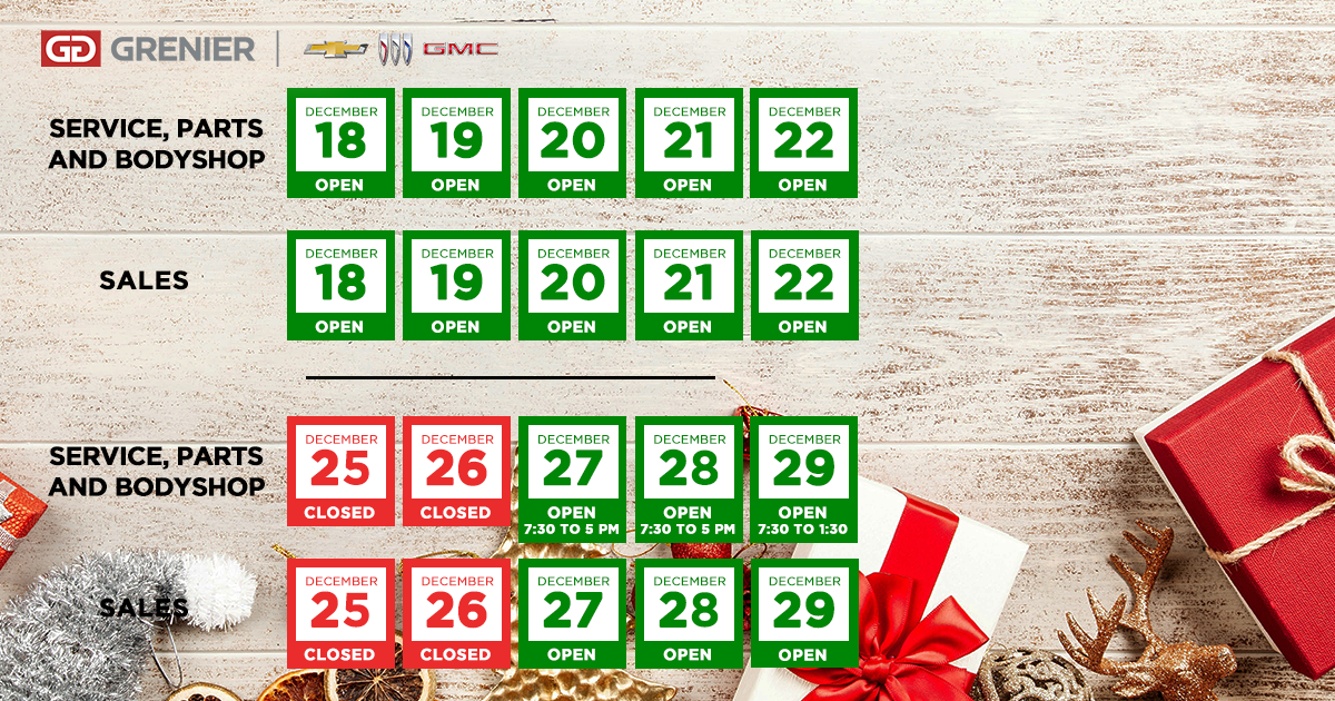 HOLIDAY SCHEDULE