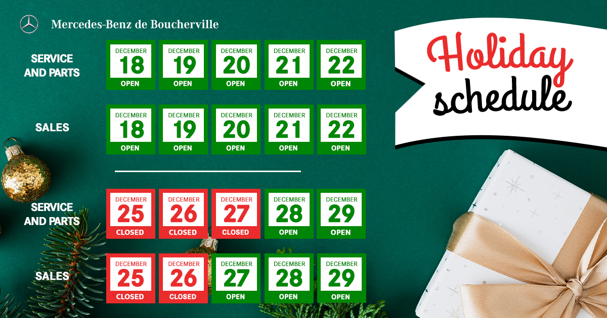 HOLIDAY SCHEDULE