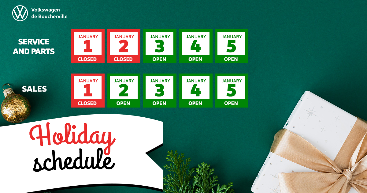 HOLIDAY SCHEDULE