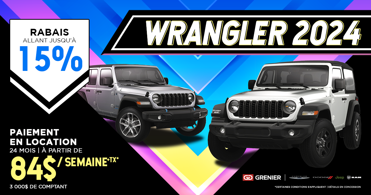 RABAIS ALLANT JUSQU'À 15% sur les WRANGLER 2024