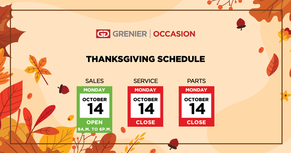 THANKSGIVING SCHEDULE