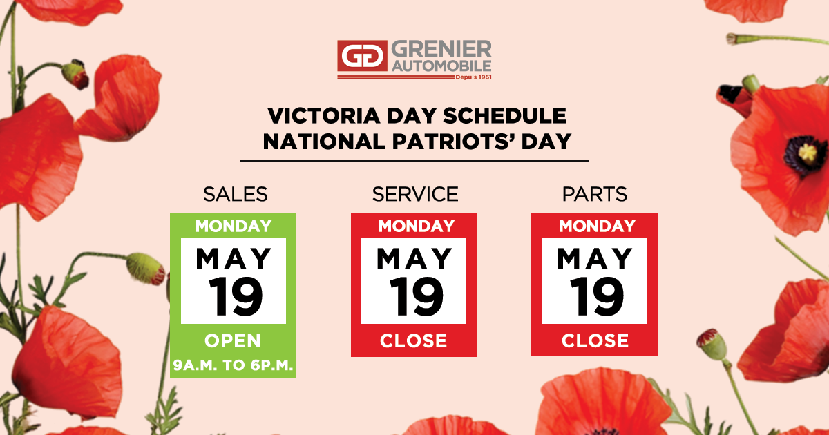 Victoria Day Schedule