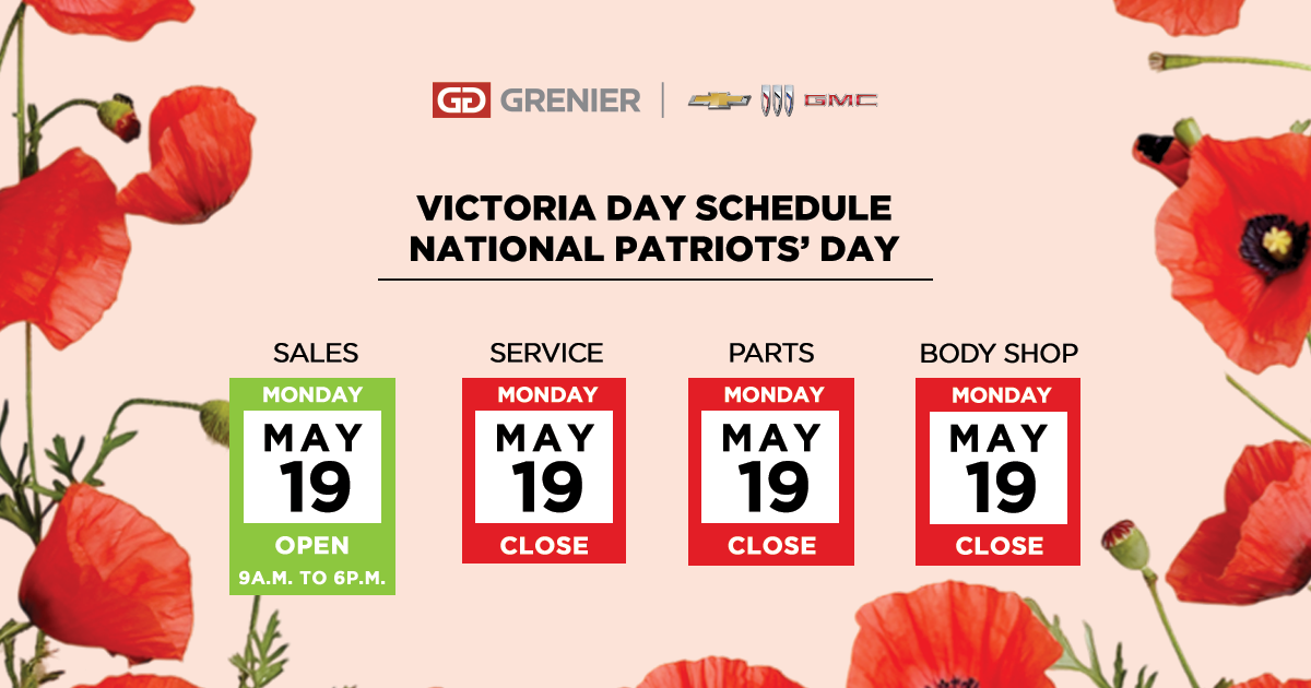 Victoria Day Schedule