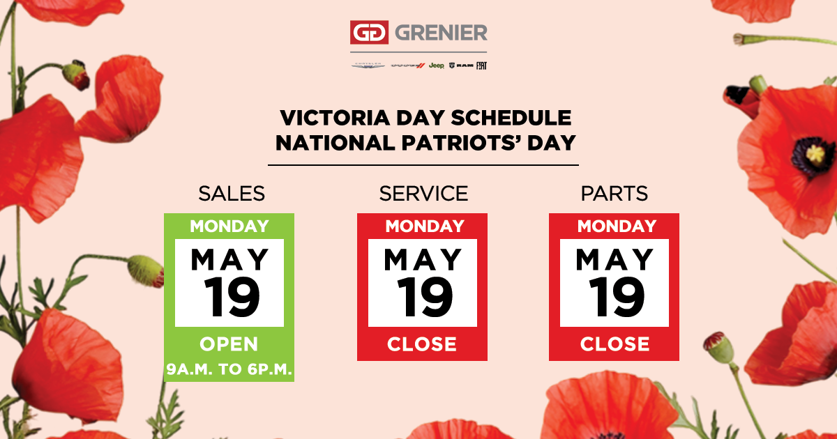 Victoria Day Schedule
