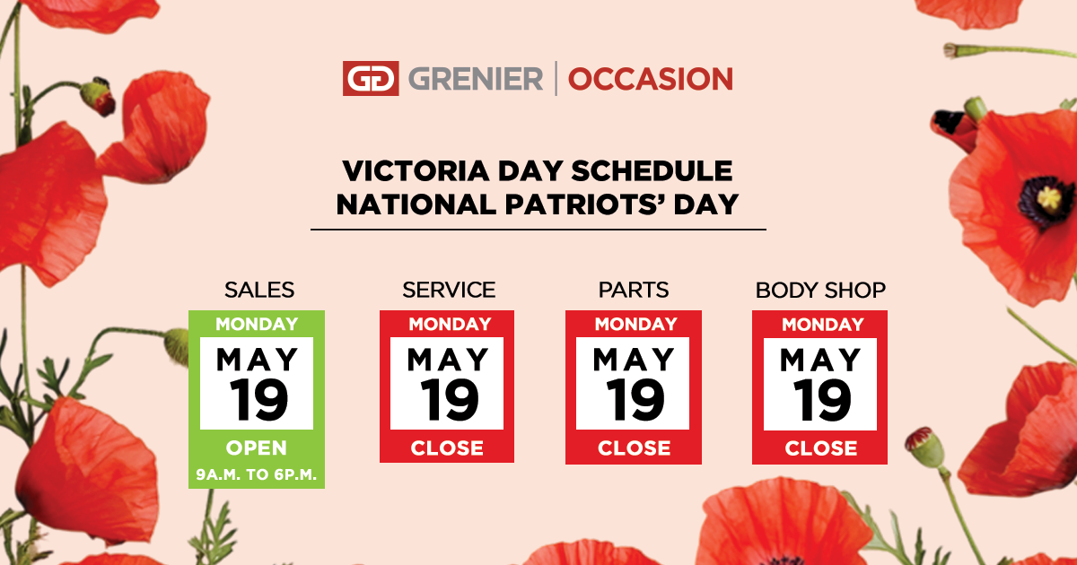 Victoria Day Schedule