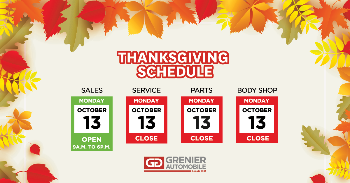 THANKSGIVING SCHEDULE