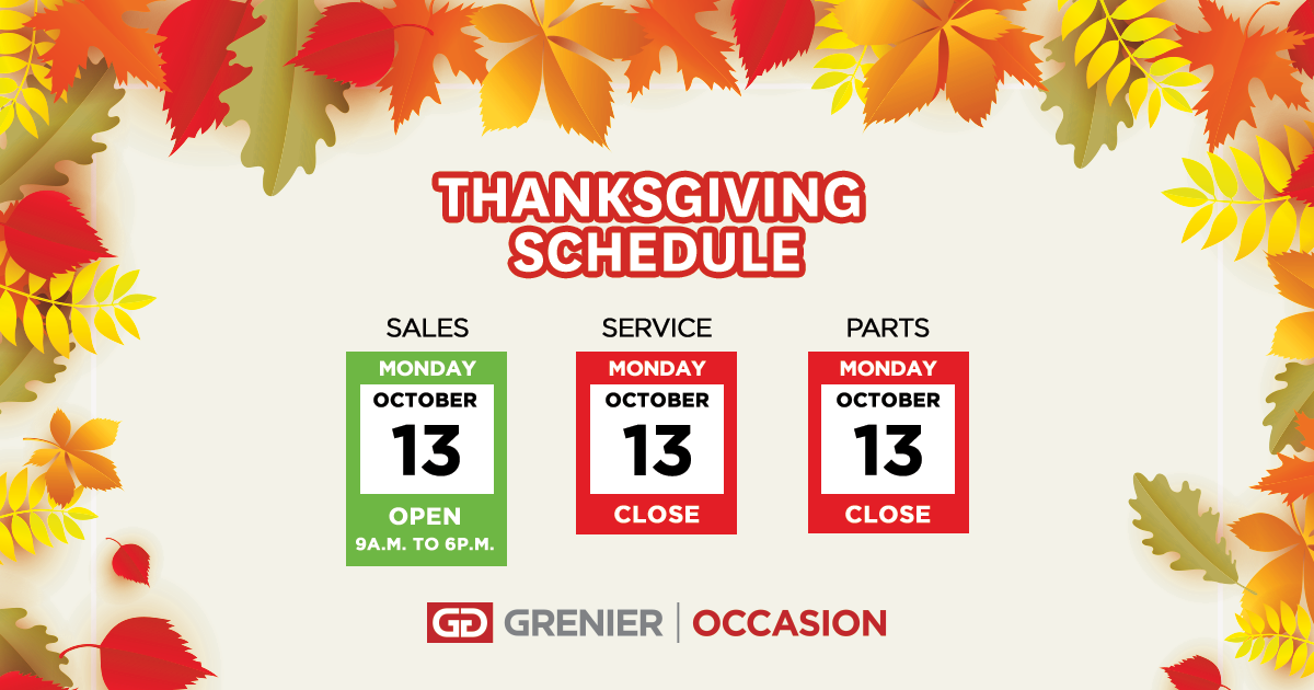 THANKSGIVING SCHEDULE