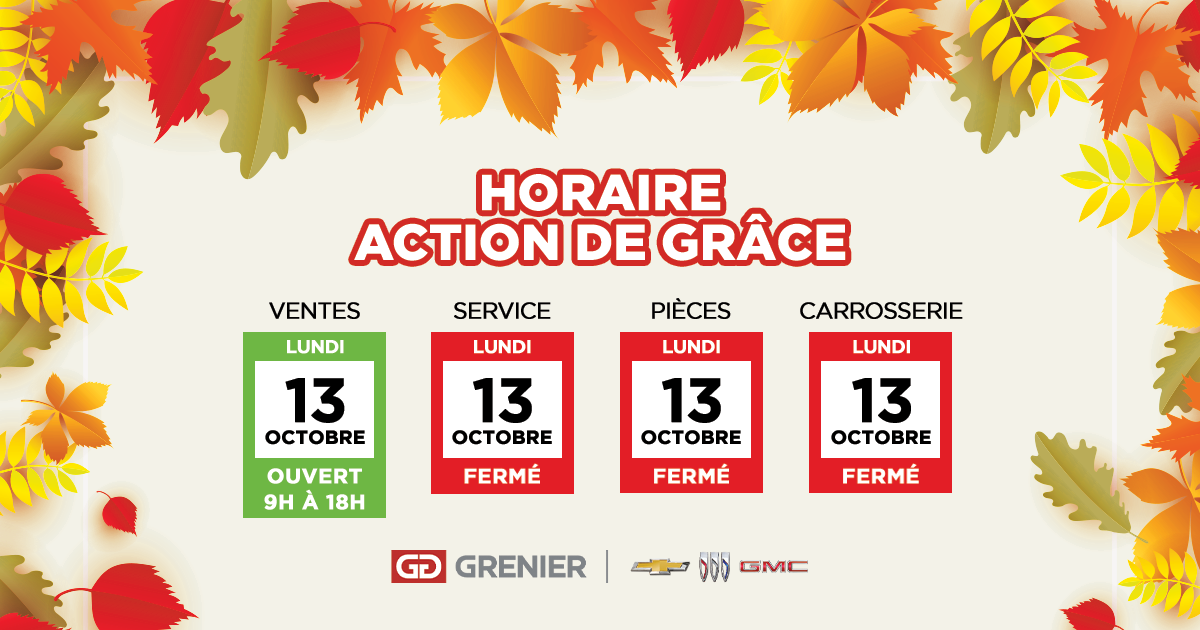 HORAIRE ACTION DE GRÂCE