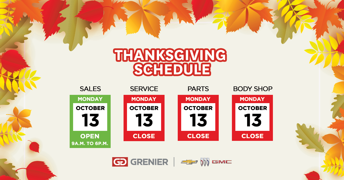 THANKSGIVING SCHEDULE