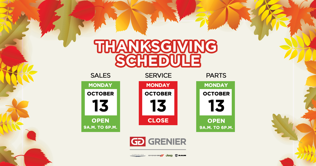THANKSGIVING SCHEDULE