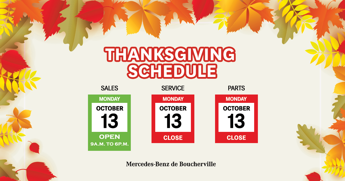 THANKSGIVING SCHEDULE