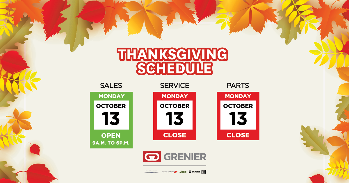 THANKSGIVING SCHEDULE