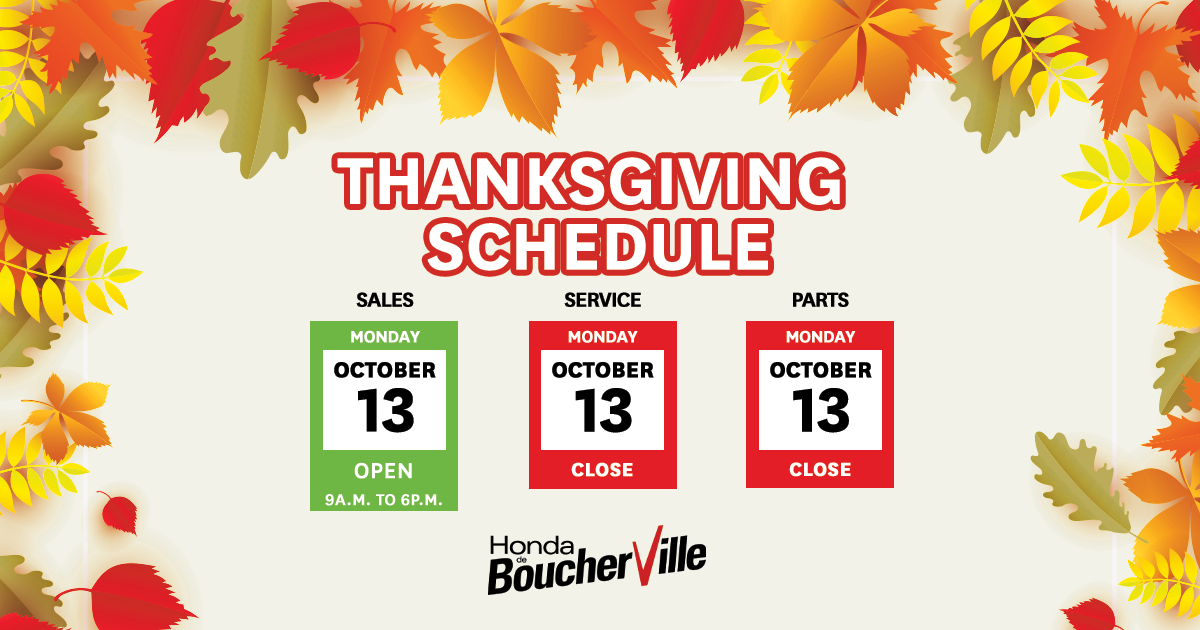 THANKSGIVING SCHEDULE
