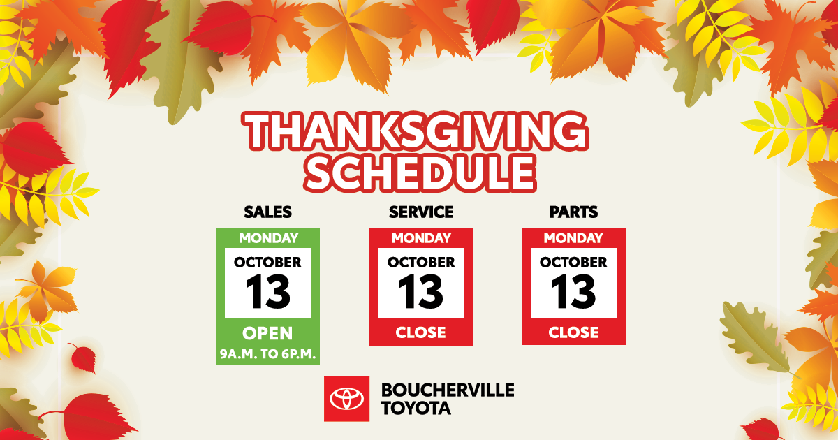 THANKSGIVING SCHEDULE