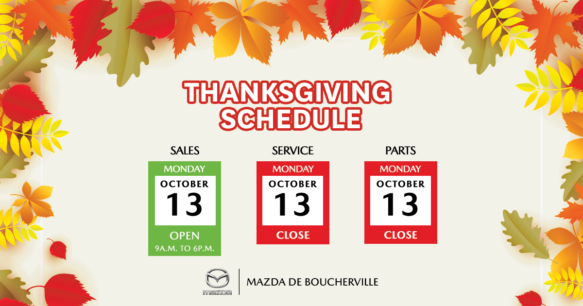 THANKSGIVING SCHEDULE