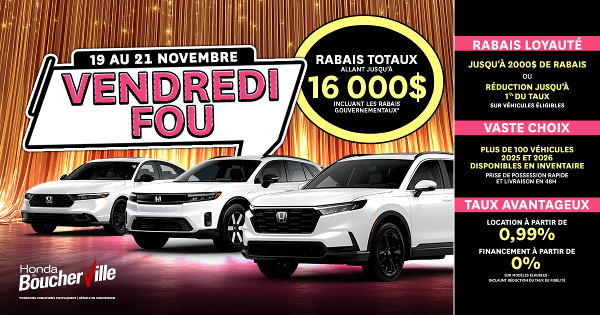 ÉVÉNEMENT VENDREDI FOU !