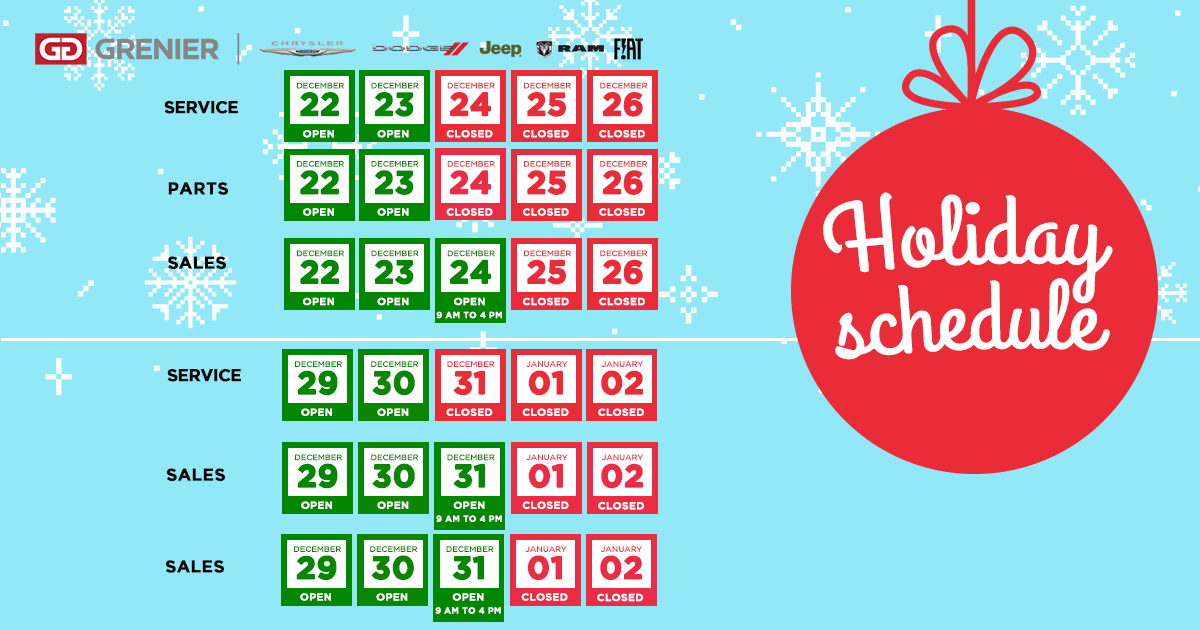 HOLIDAY SCHEDULE