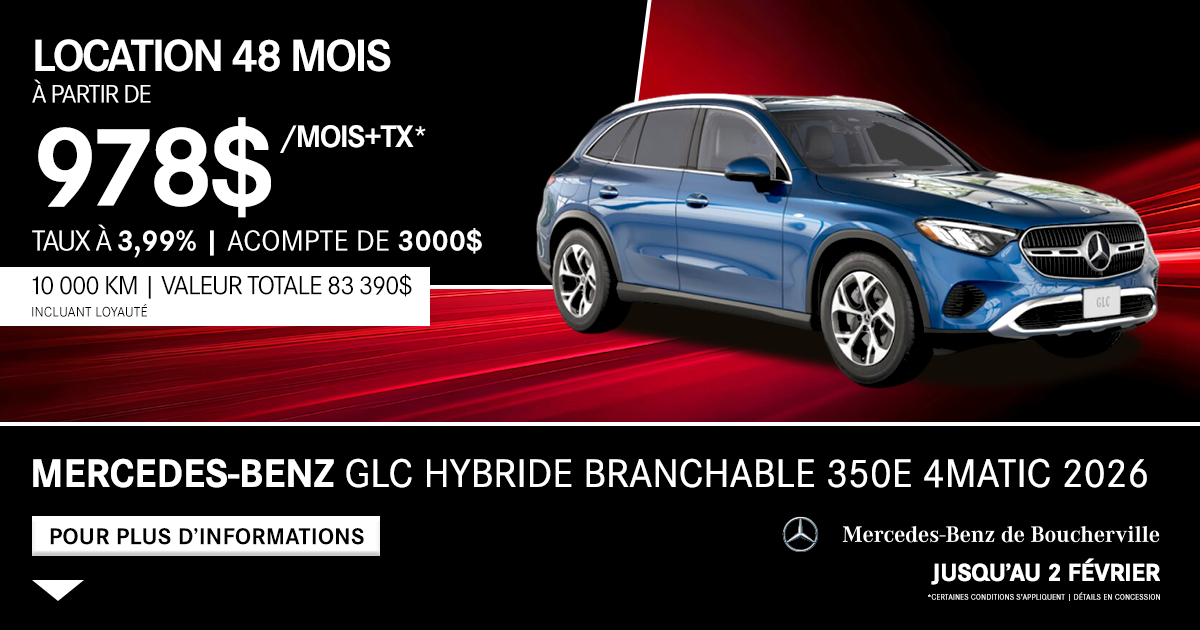 GLC HYBRIDE BRANCHABLE 350E 4MATIC 2026 !