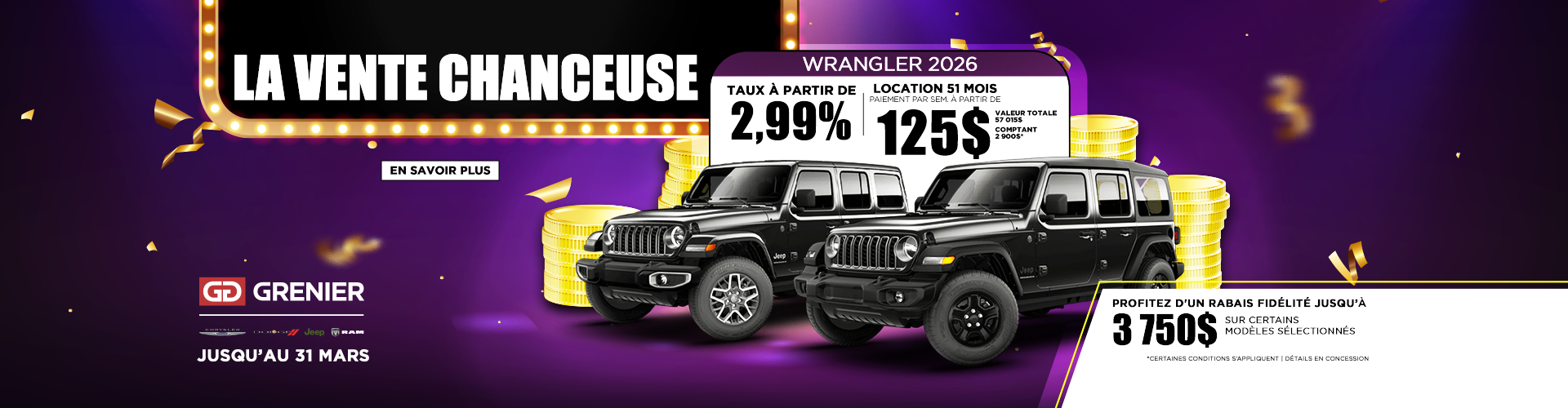 LA VENTE CHANCEUSE SUR NOS WRANGLER 2026 !