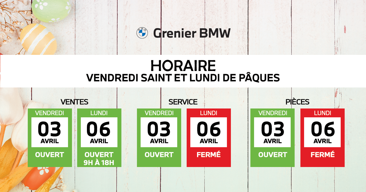 HORAIRE DE PÂQUES !