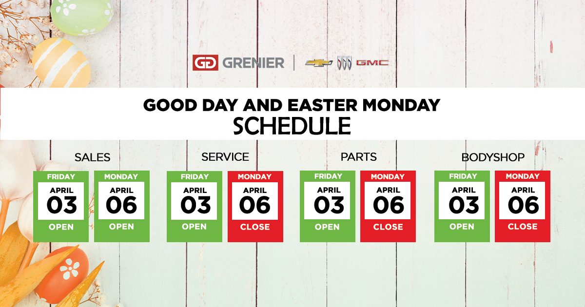 EASTER SCHEDULE!