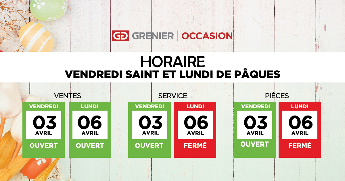 HORAIRE DE PÂQUES !