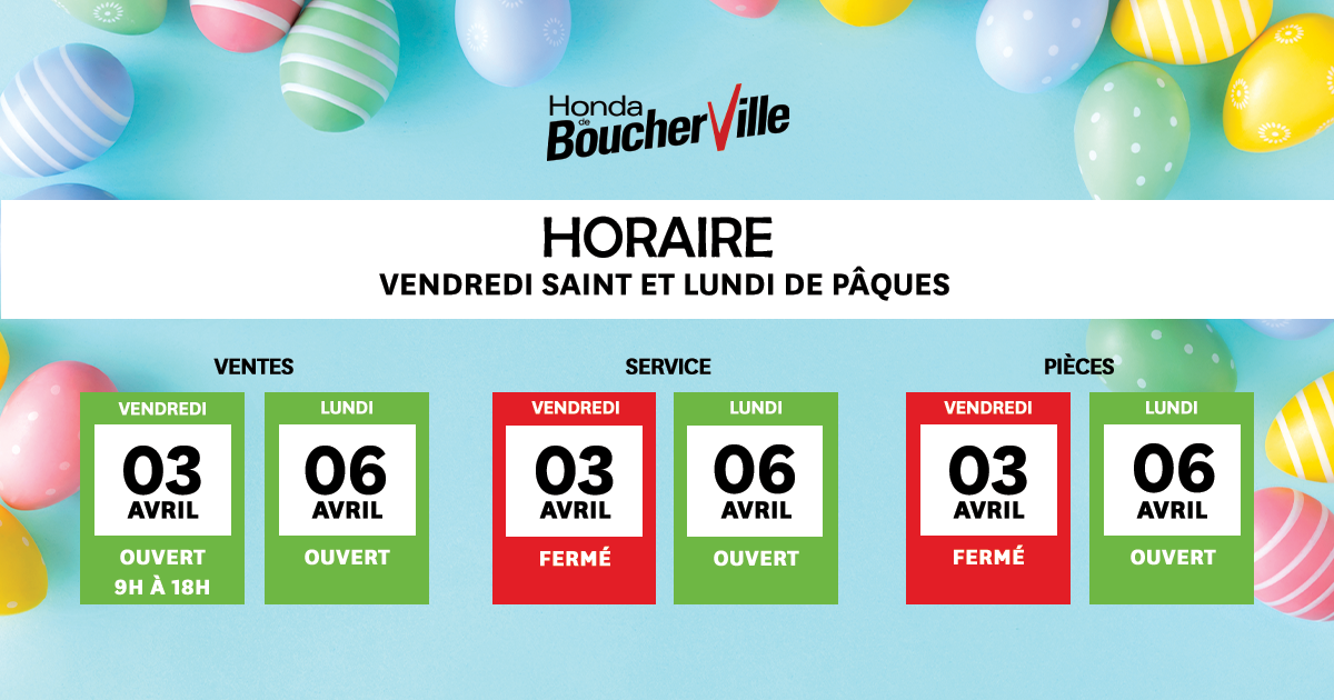 HORAIRE DE PÂQUES !