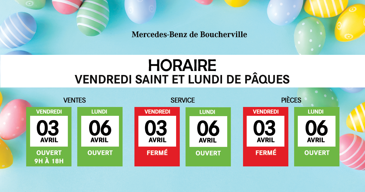 HORAIRE DE PÂQUES !