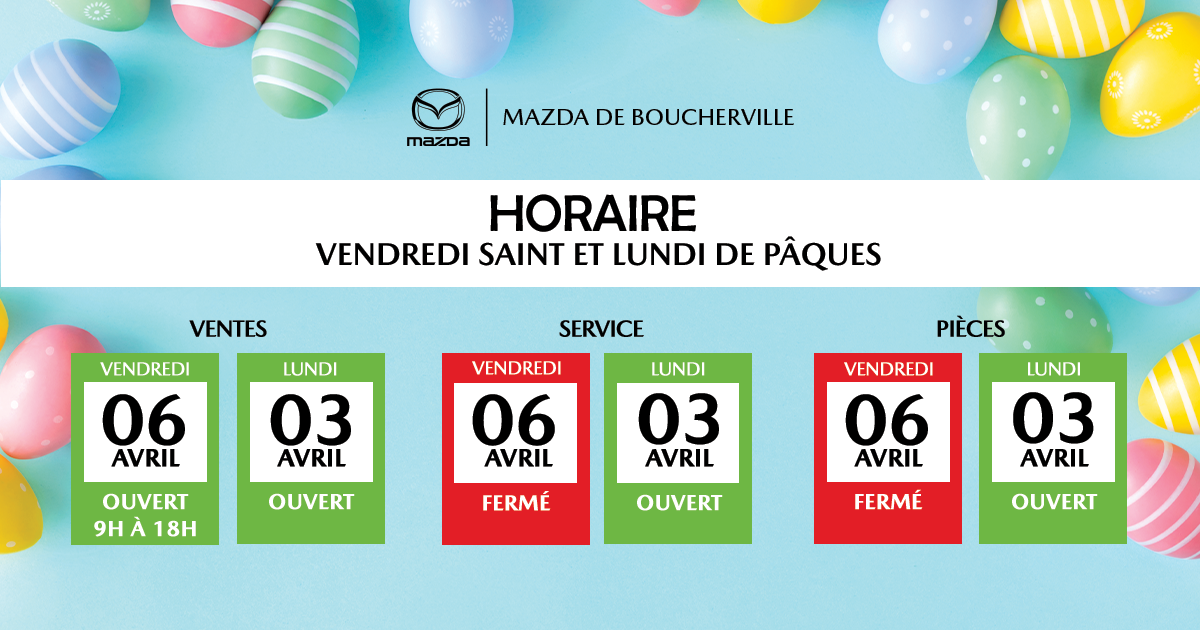 HORAIRE DE PÂQUES !