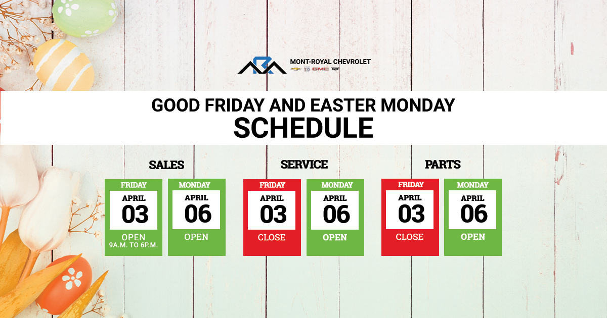 EASTER SCHEDULE !
