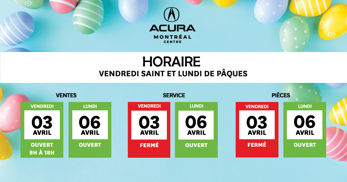 HORAIRE DE PÂQUES !