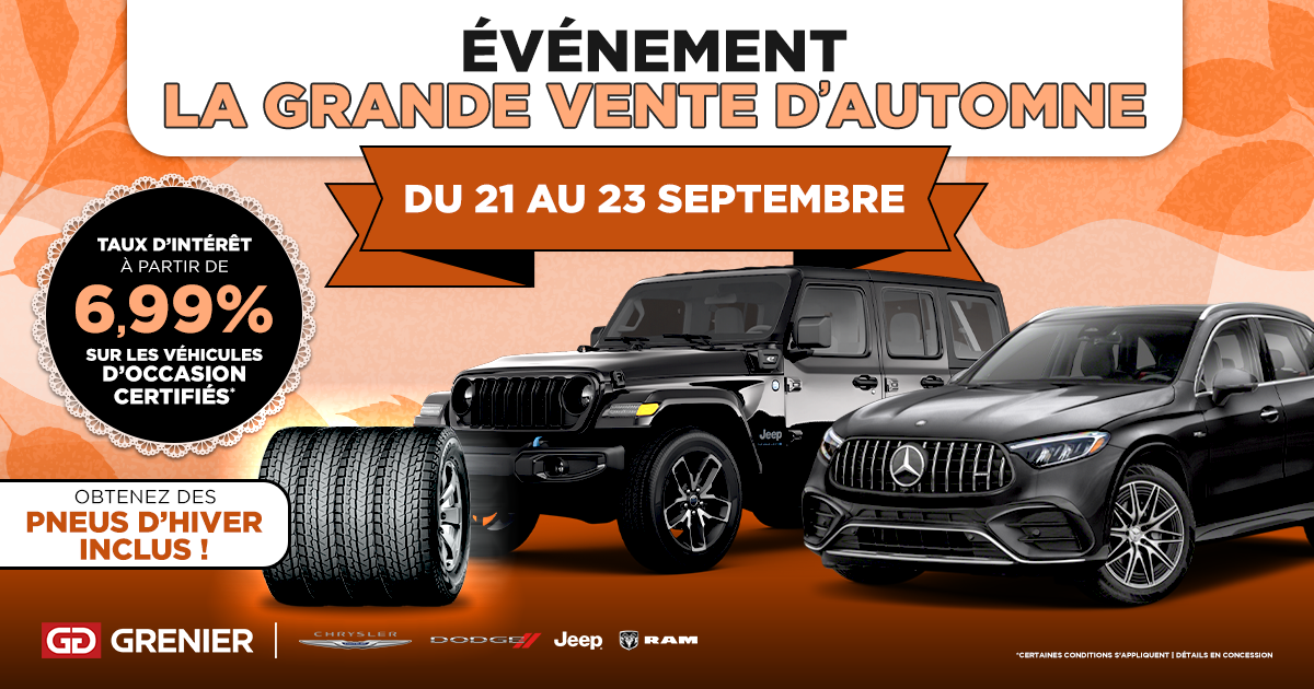 ÉVÉNEMENT LA GRANDE VENTE D'AUTOMNE !