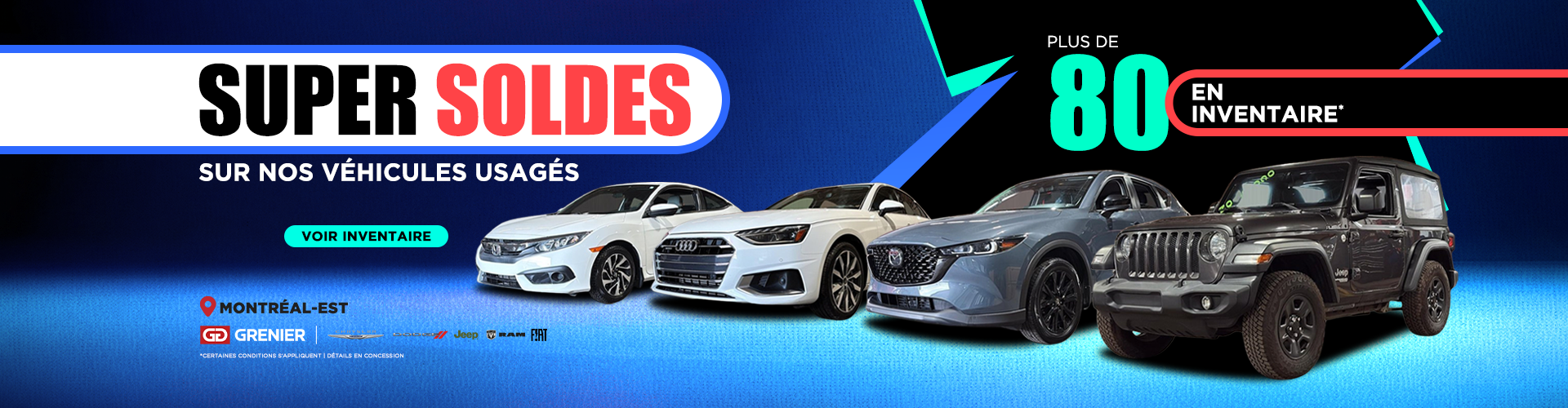 SUPER SOLDES SUR NOS VÉHICULES USAGÉS !