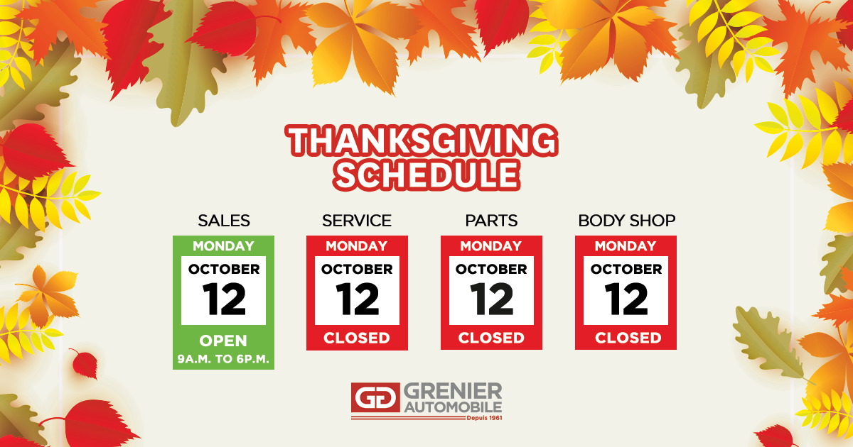 THANKSGIVING SCHEDULE