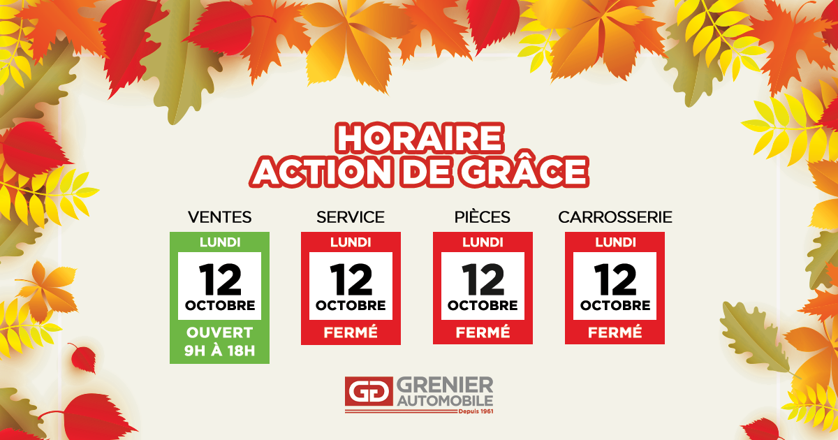 HORAIRE ACTION DE GRÂCE