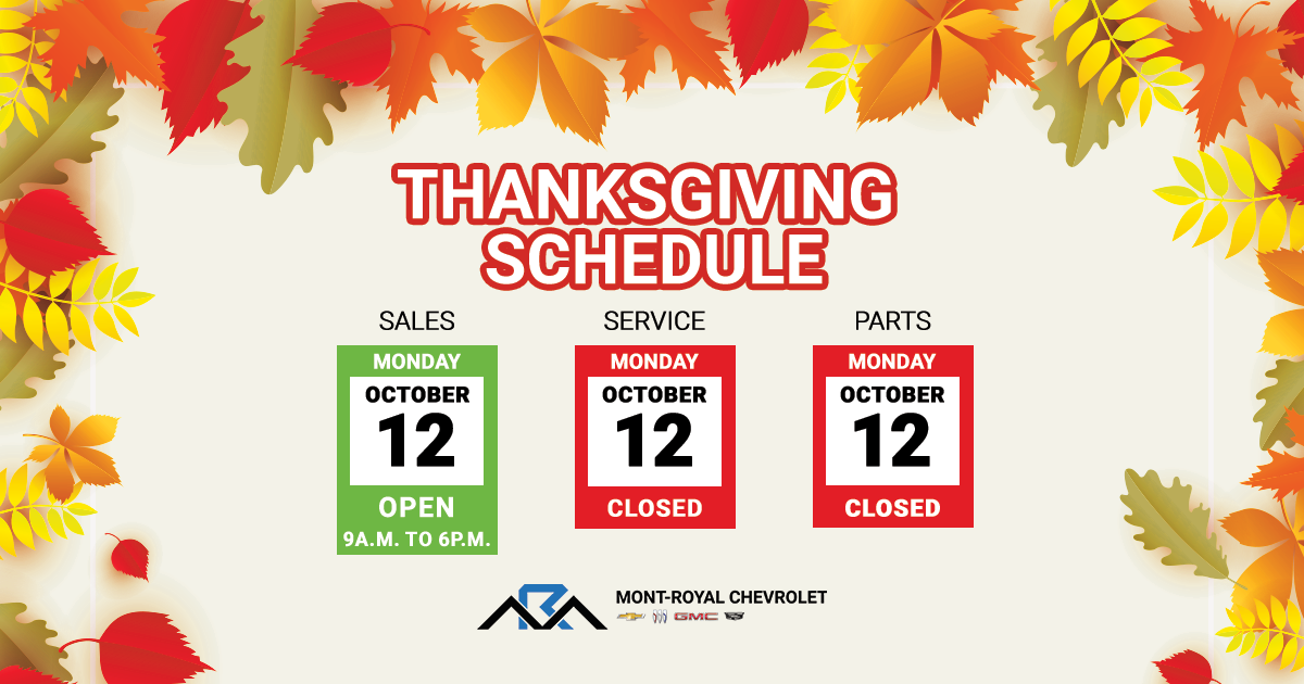THANKSGIVING SCHEDULE
