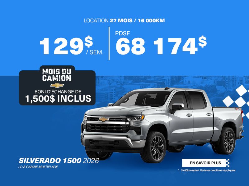 Le Chevrolet Silverado 1500 2026 : puissance et confort en cabine multiplace