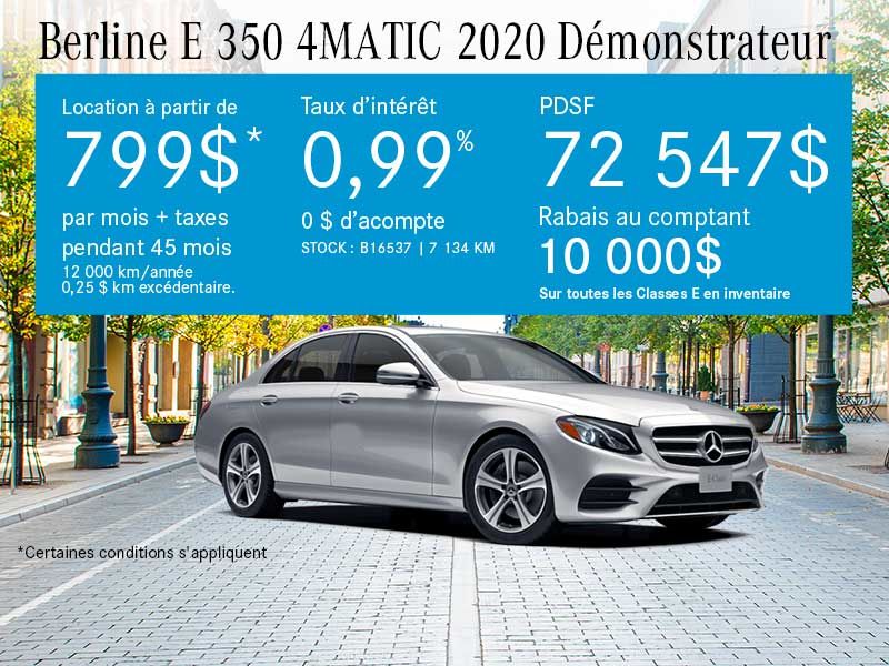 Berline E 350 4MATIC 2020 - Démonstrateur
