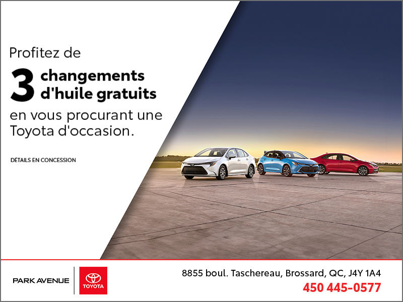 Changements d'huile gratuits sur les véhicules d'occasion