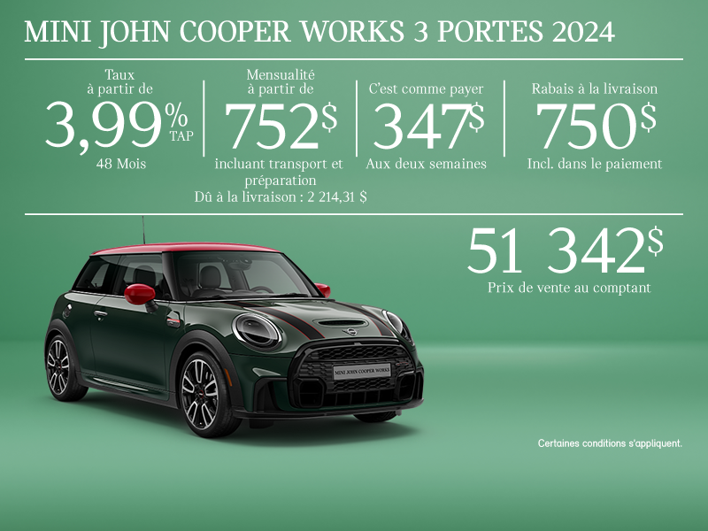La MINI John Cooper Works 3 portes 2024