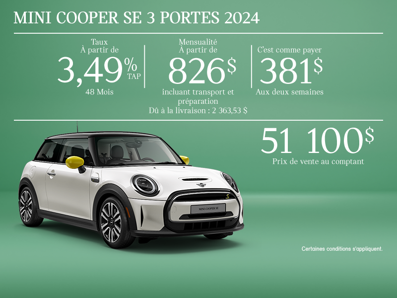 La MINI Cooper SE3 portes 2024