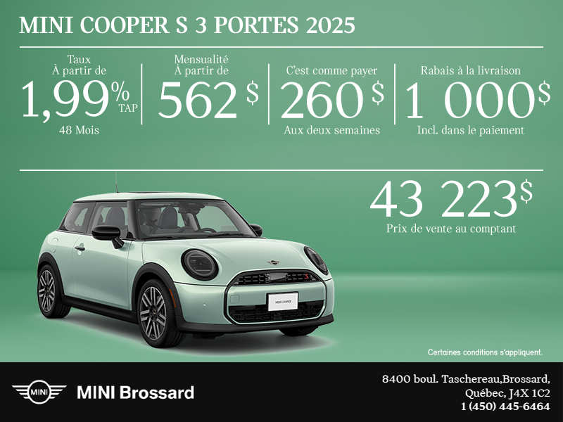 La MINI Cooper S 3 portes 2025