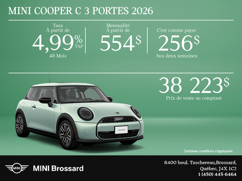 La MINI Cooper C 3 portes 2026
