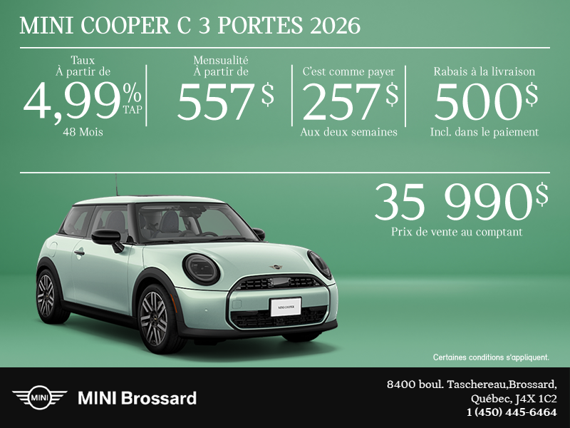 La MINI Cooper C 3 portes 2026