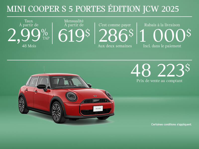 La MINI Cooper S 5 portes edition JCW 20252025