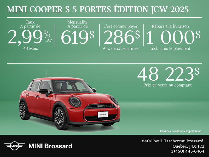 MINI Cooper S 5 portes Édition JCW 2025